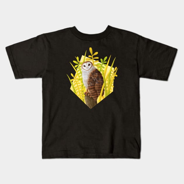 Barn Owl (Tyto alba) Kids T-Shirt by CleanRain3675